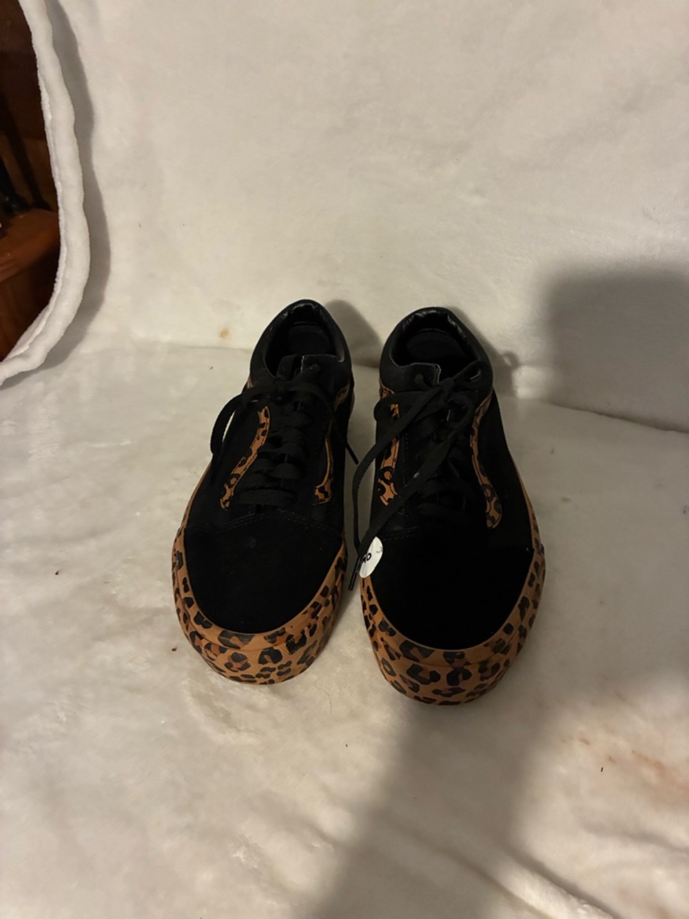 Women’s vans Black Leopard-Accent Casual Sneakers